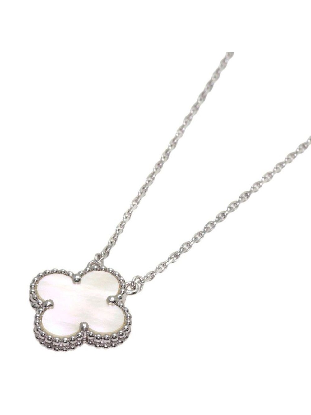Van Cleef & Arpels Vintage Alhambra Shell Necklace 18k White Gold